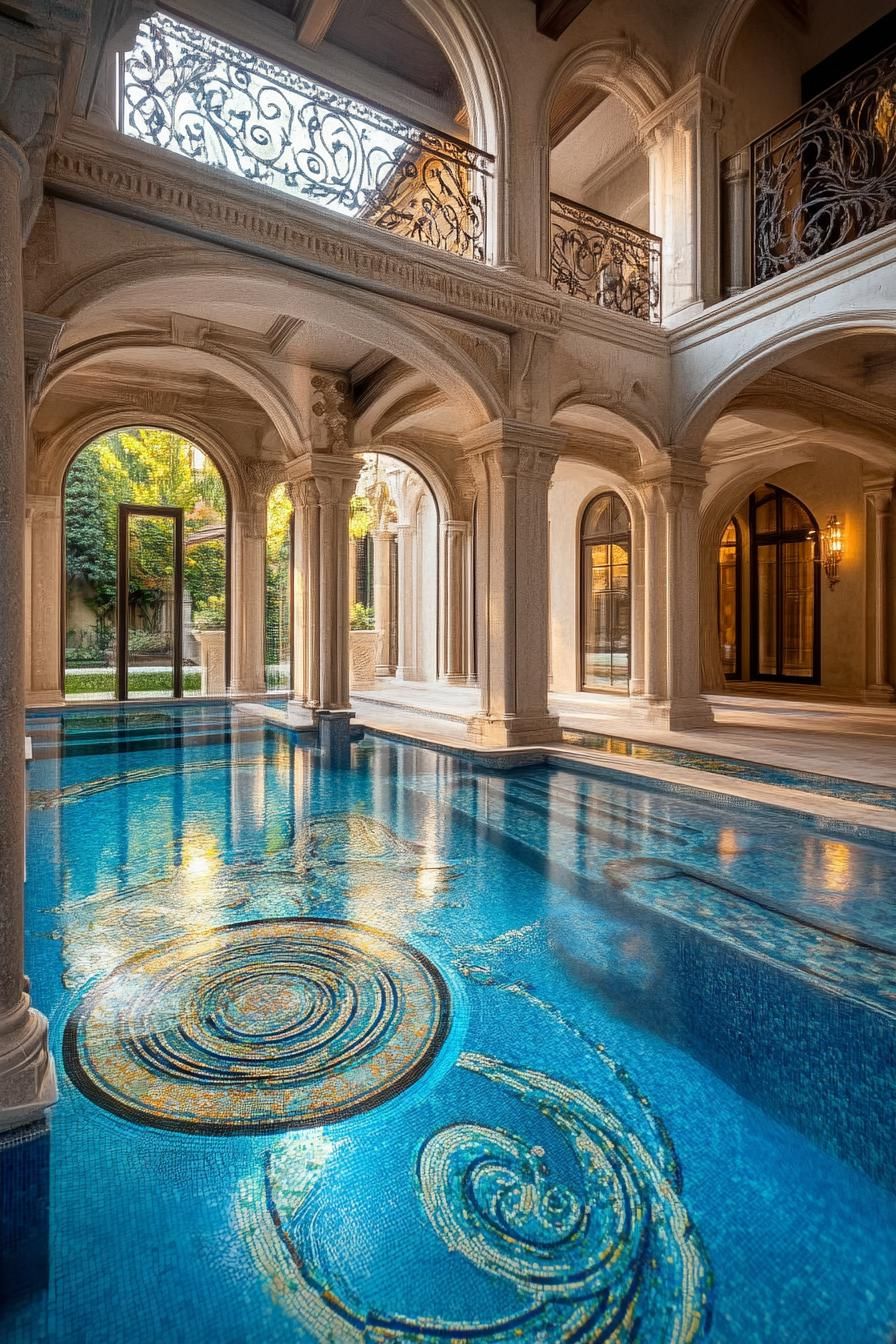 9) Custom Mosaic Floor Pool