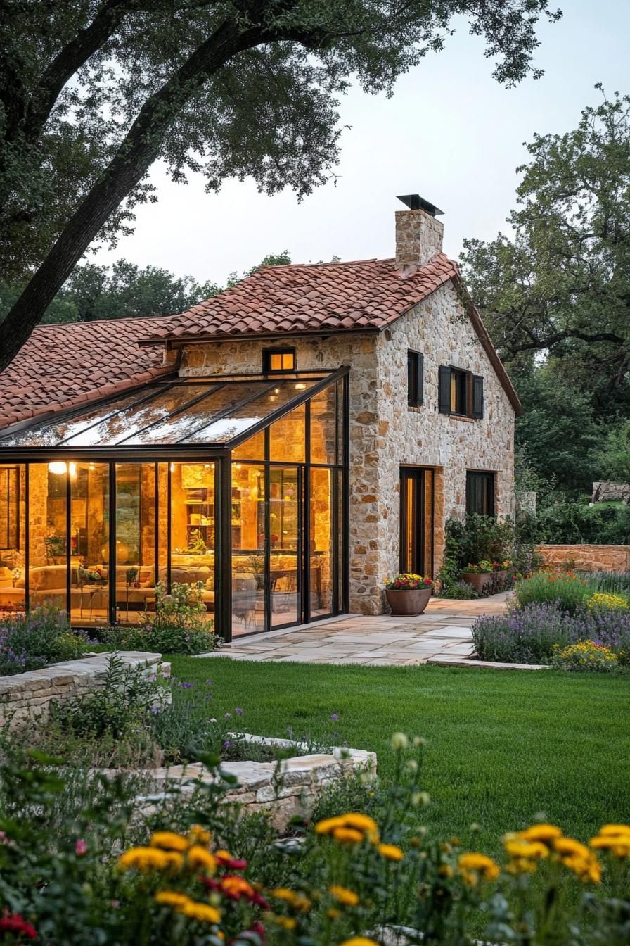 4. Stone Home With Glass Facade - photo 2