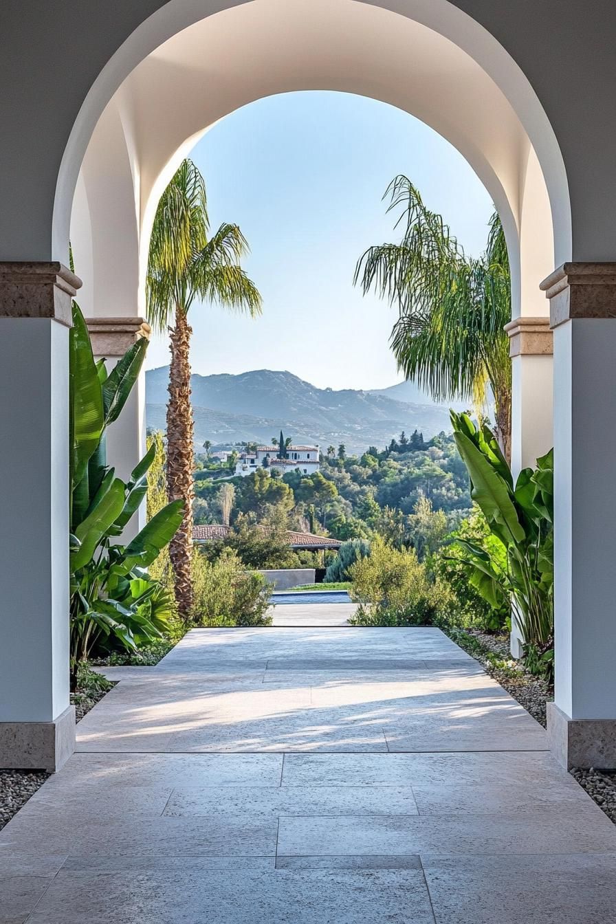 Arches Framing a Coastal View