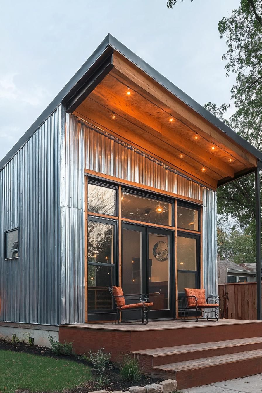 Corrugated Iron Siding With Exposed Wood Beams - photo 4