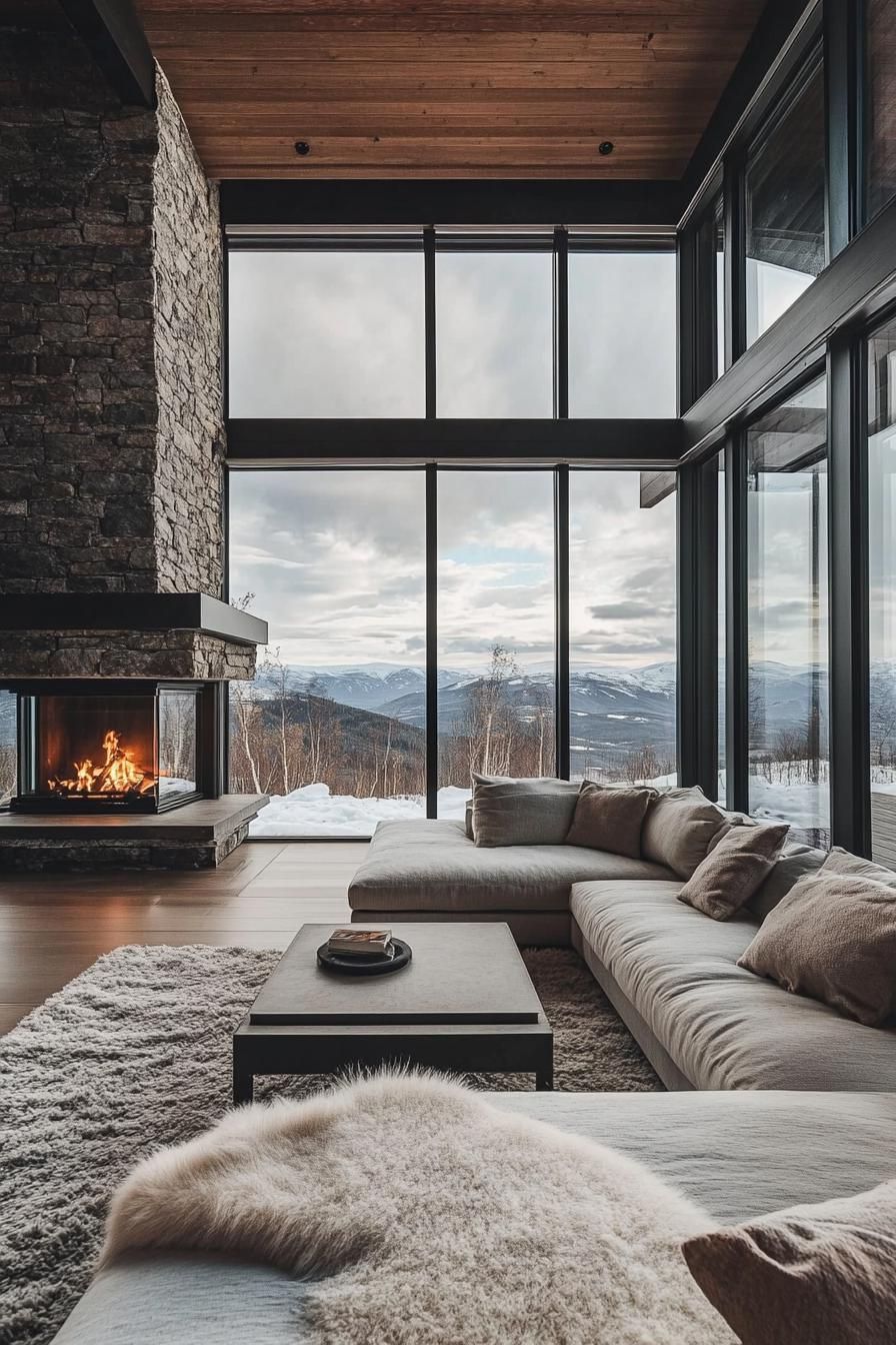 Contemporary Mountain Home With Minimalist Stone Fireplace - photo 2
