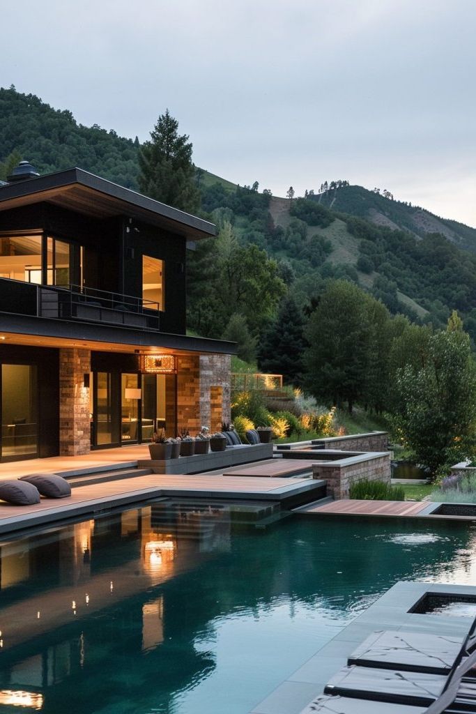 Pools Set Beside a Yoga Platform