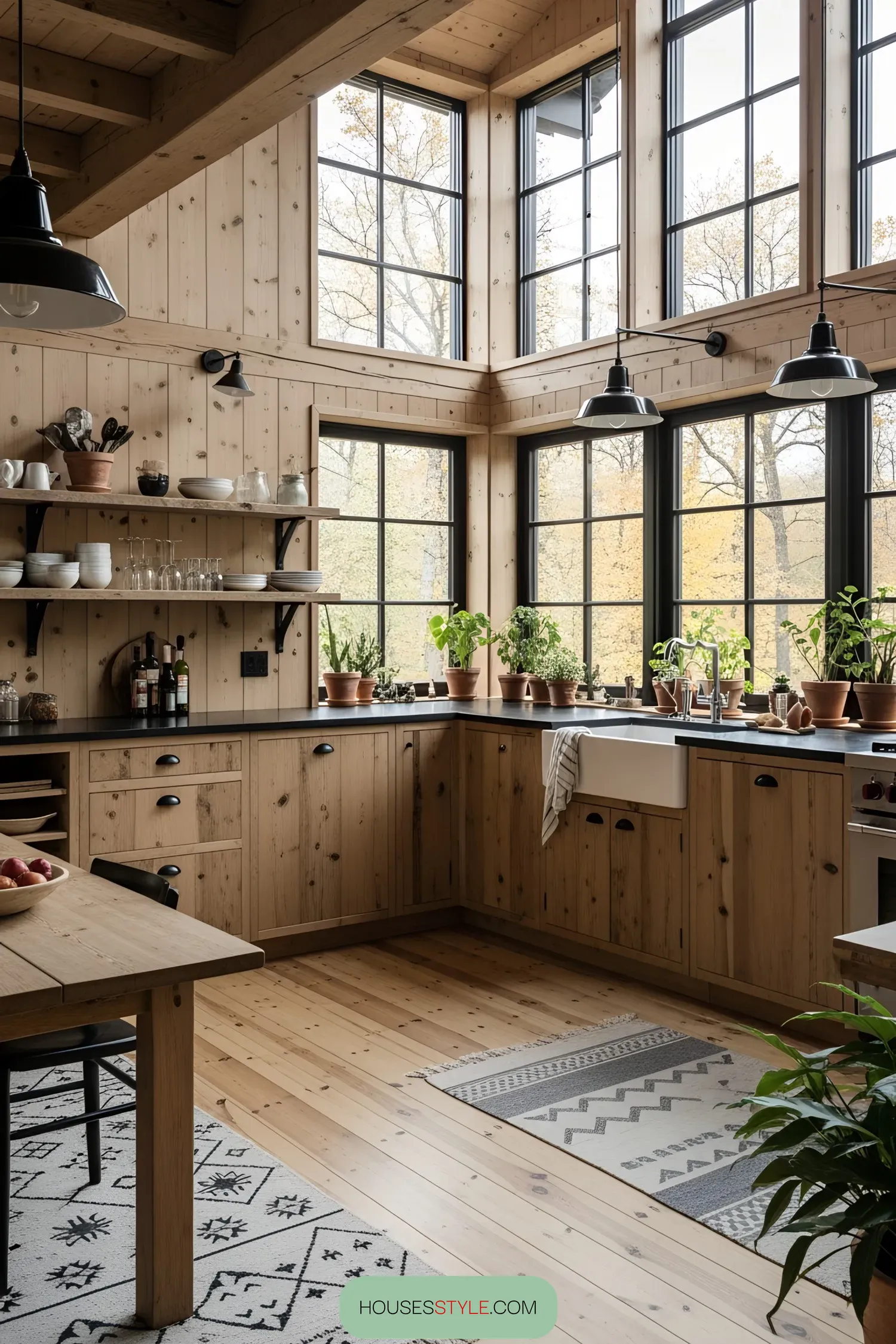 A Sunlit Cabin Kitchen Full of Warmth