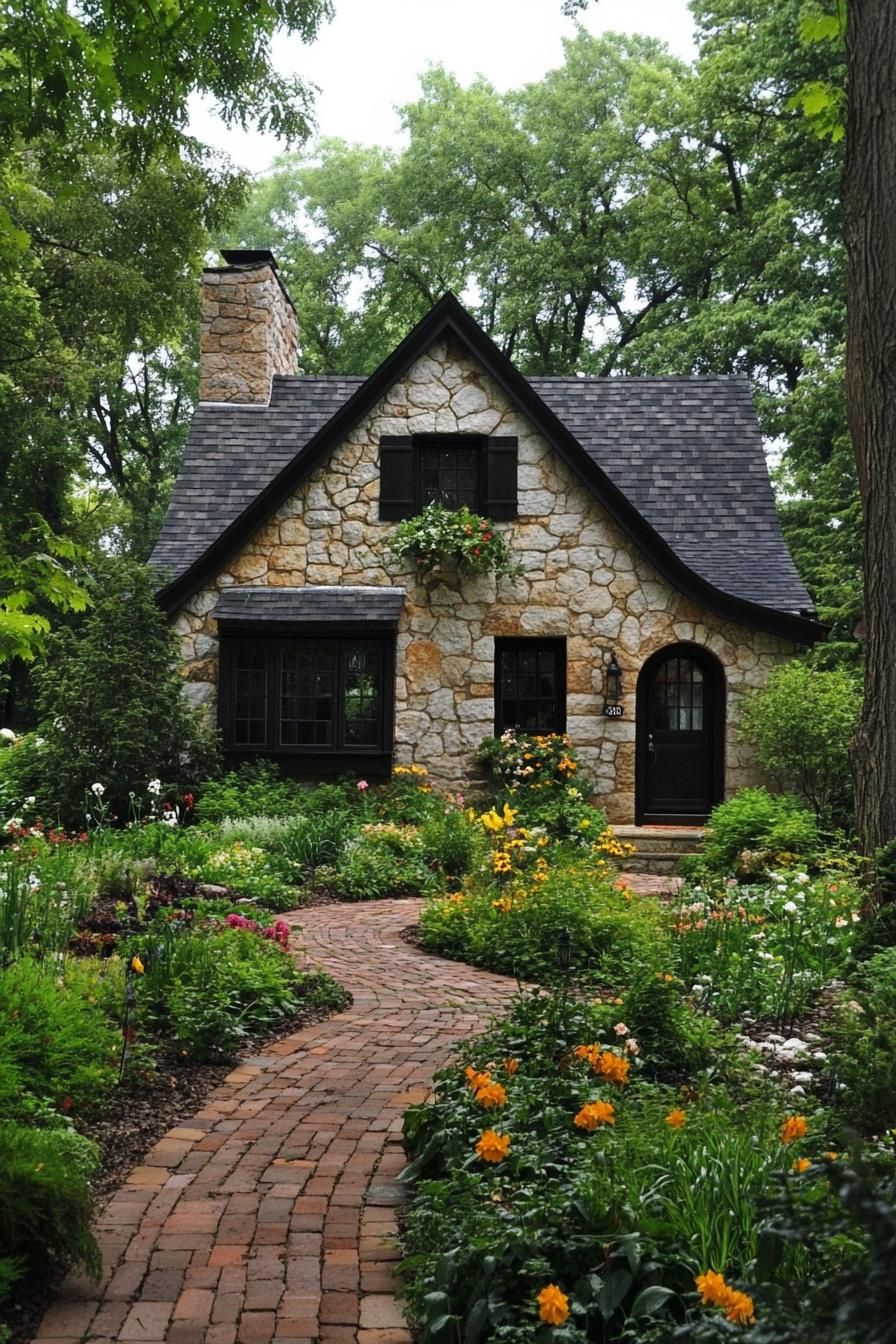 12) Stone Cottage Overflowing With Flowers
