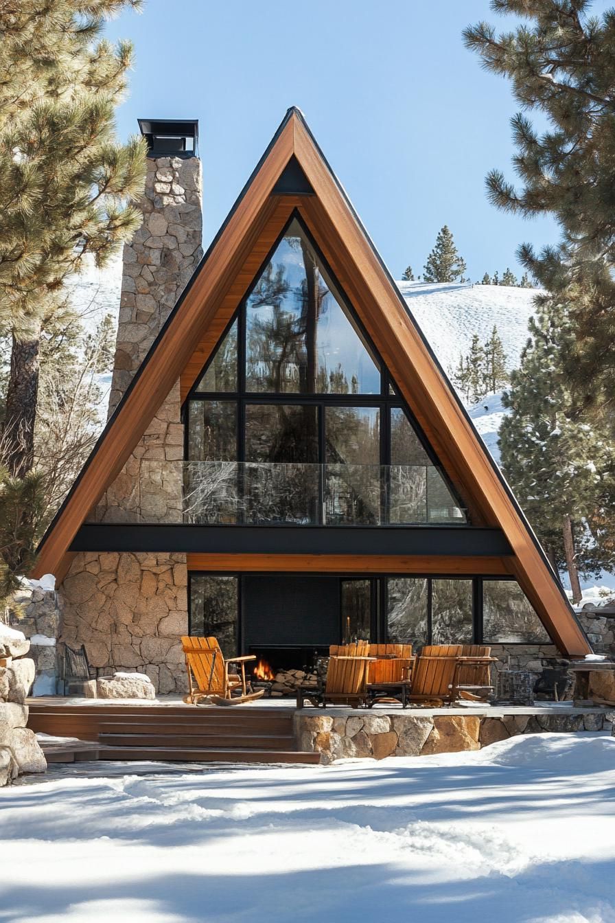 A-Frame Home With Indoor-Outdoor Stone Hearth - photo 2