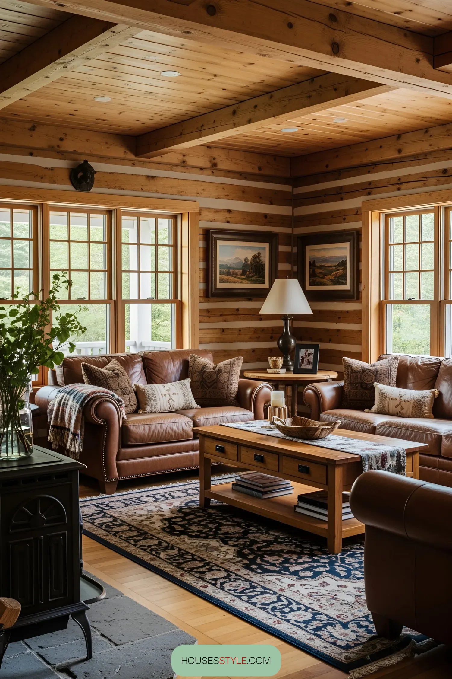 A Log Lounge Where Craftsmanship Meets Comfort