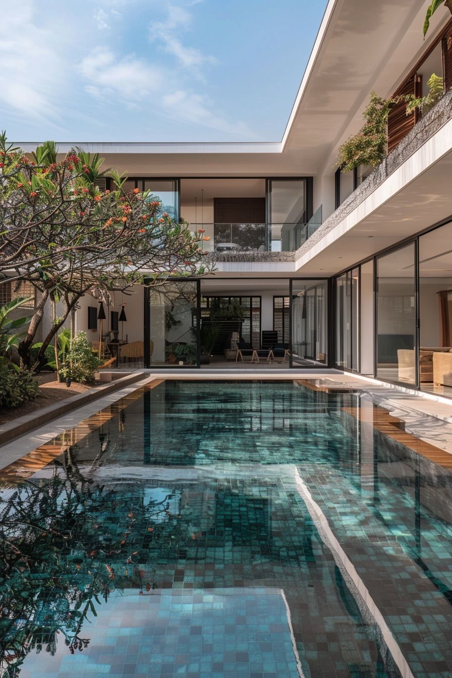 Swimming Pools Built Into the Courtyard