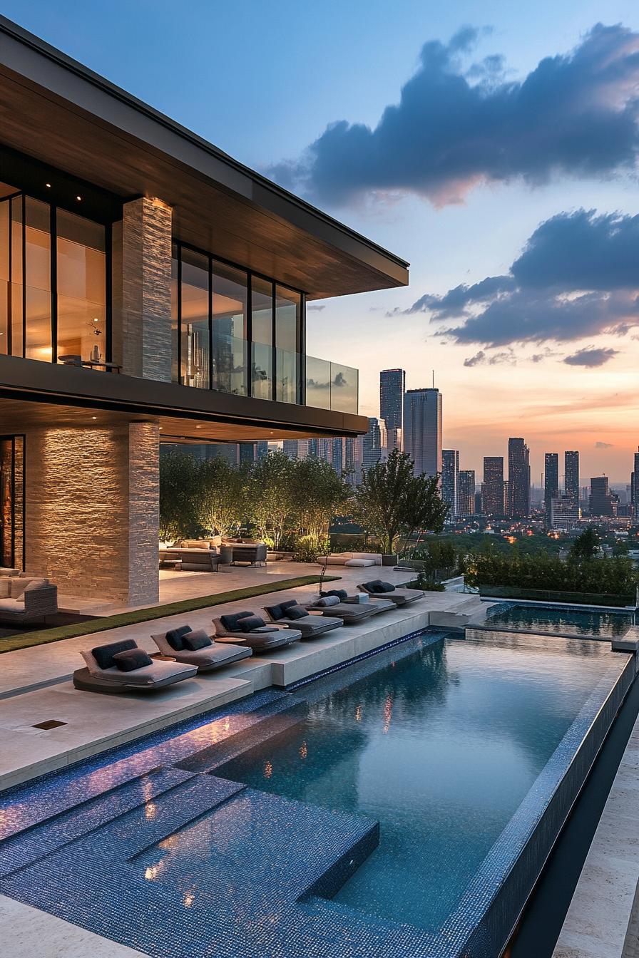 City Skyline Views From an Infinity Edge Pool