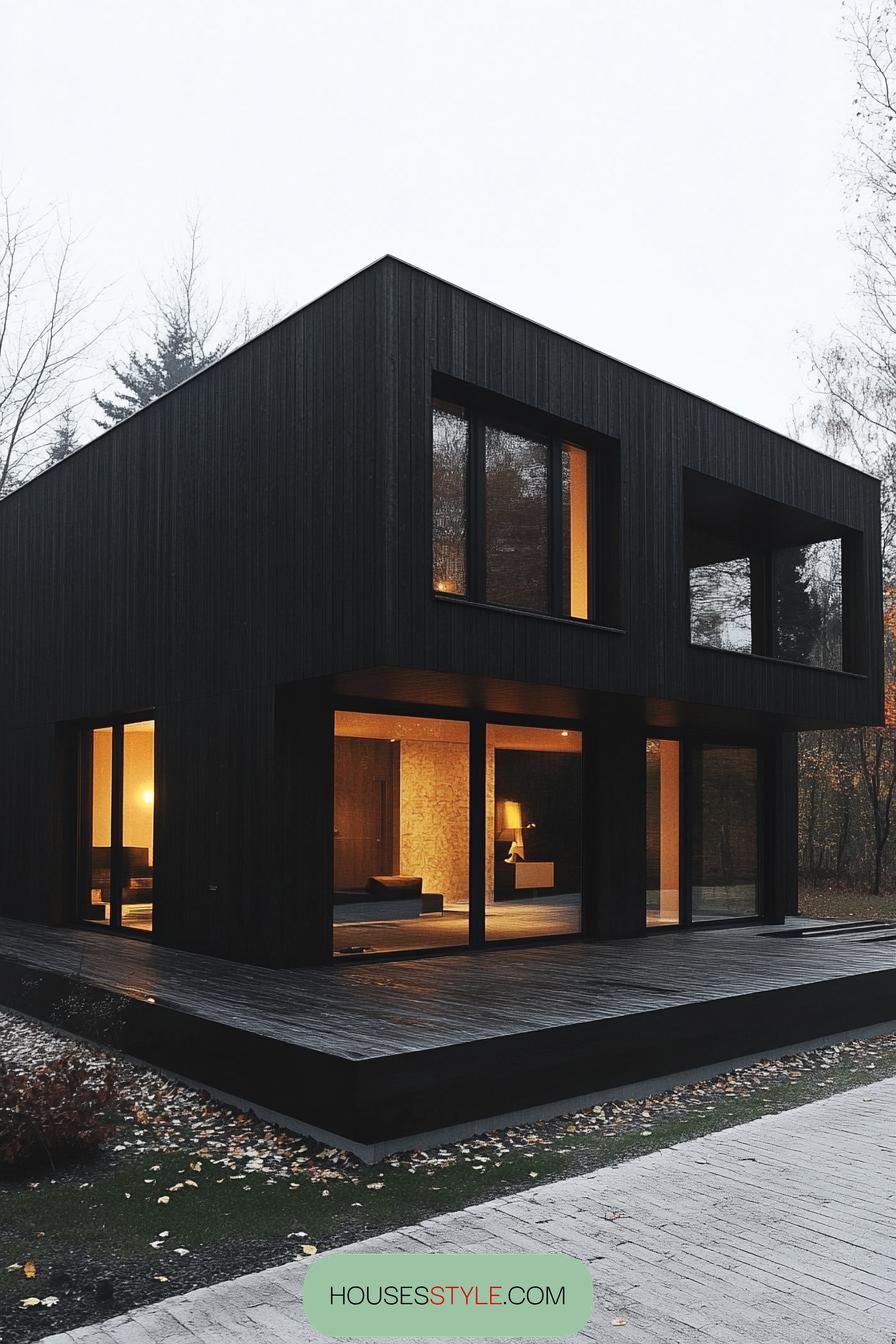 Charred Timber Cladding and Glass Details - photo 3