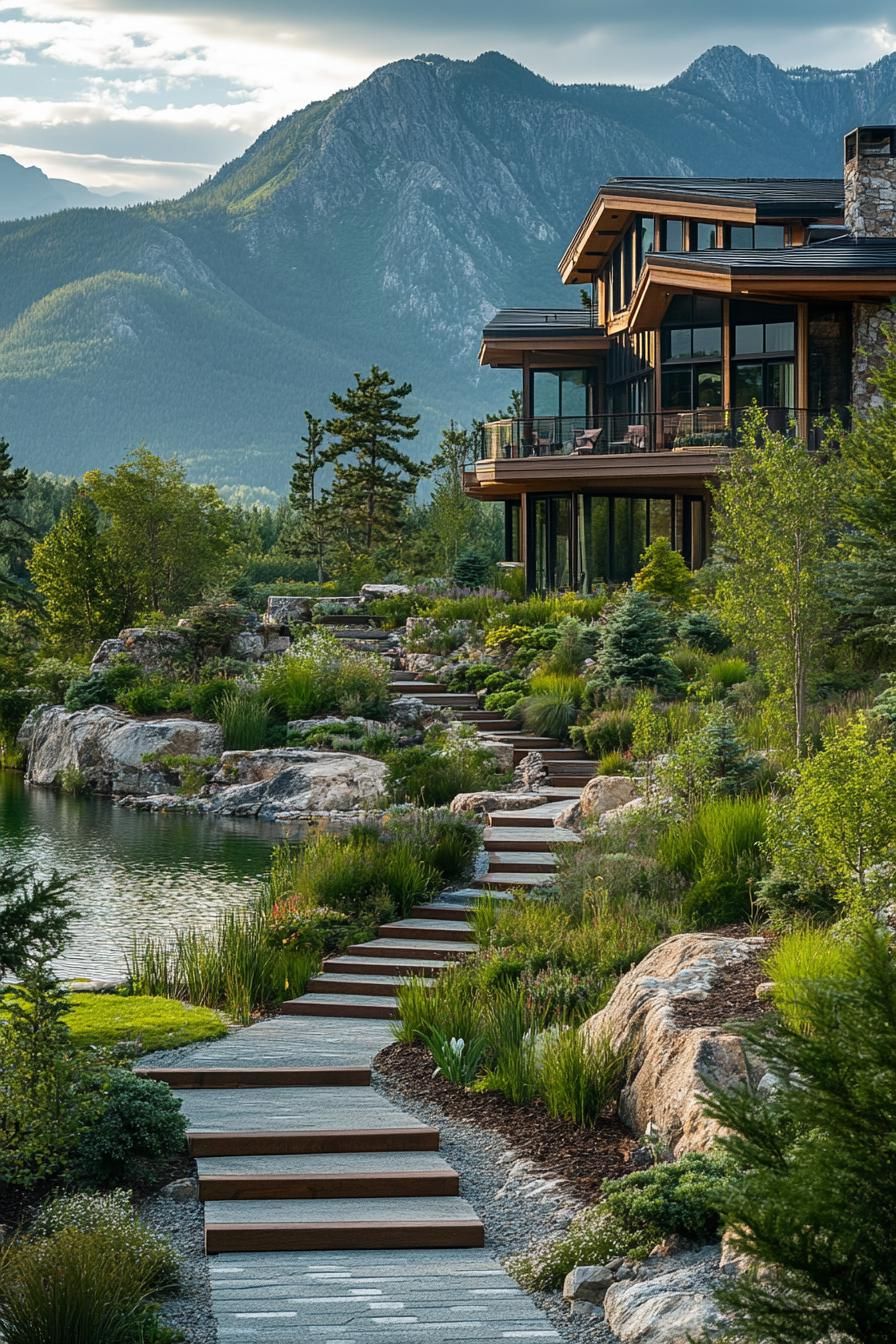 Mansion Framed by a Scenic Pathway