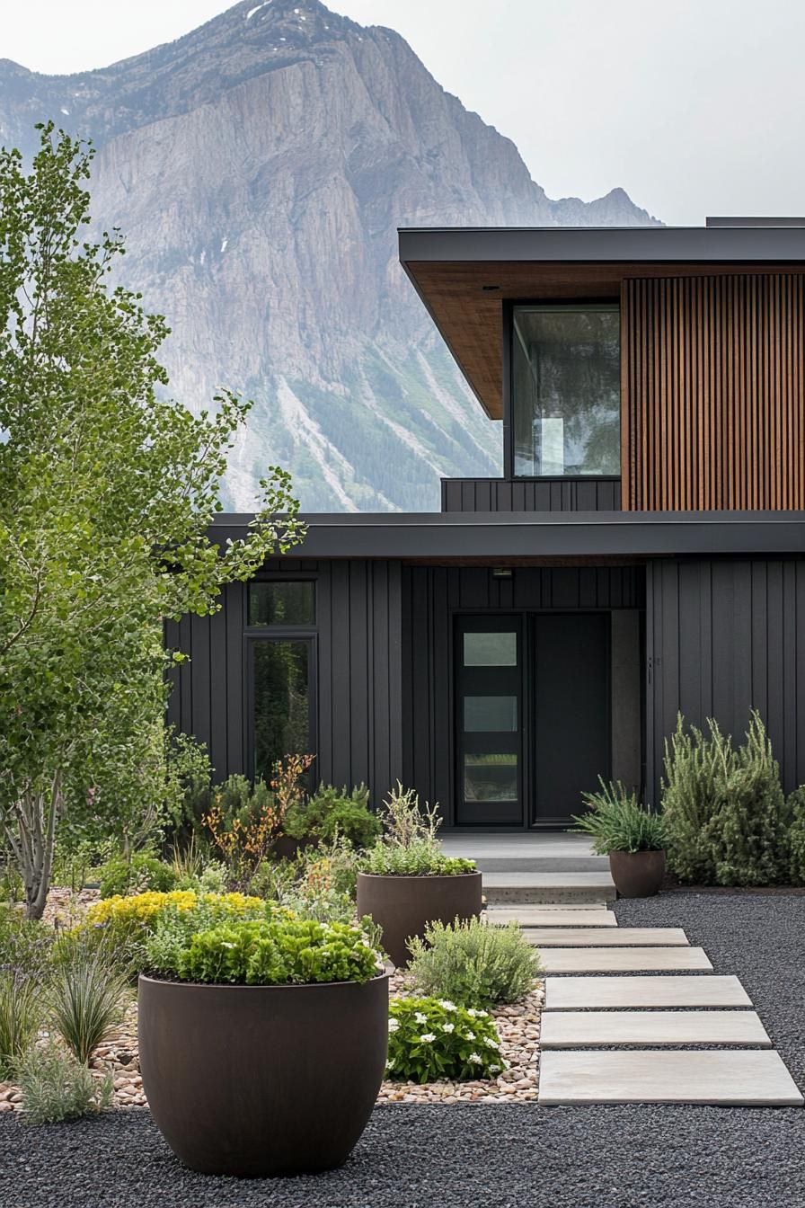 A Bold Facade Set Against Mountain Peaks
