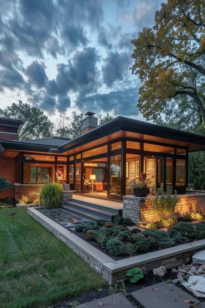 A Modern Glass Pavilion On A Prairie-Style Home