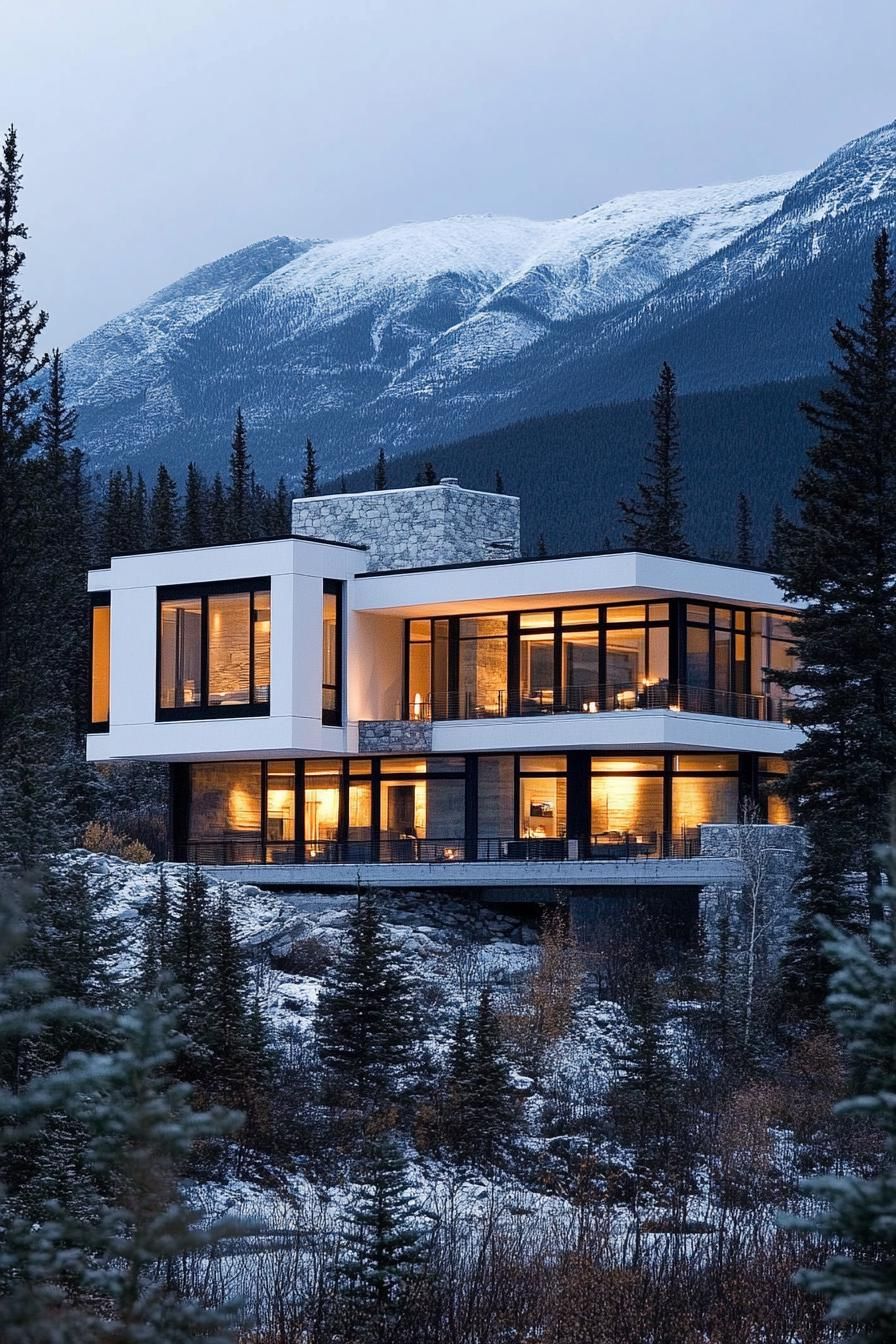 Minimalist White Concrete and Tall Windows - photo 4