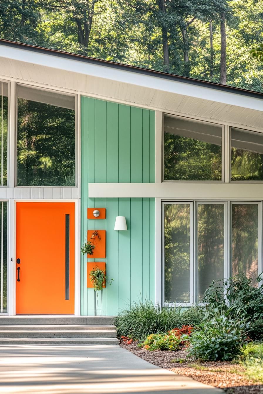 Soft Mint Green with Vibrant Orange Accents