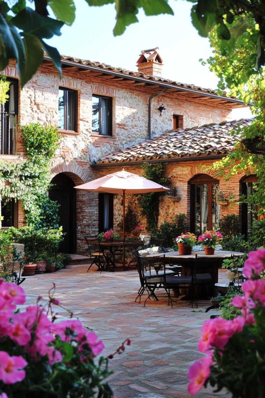 A Rustic Tuscan Courtyard Scene