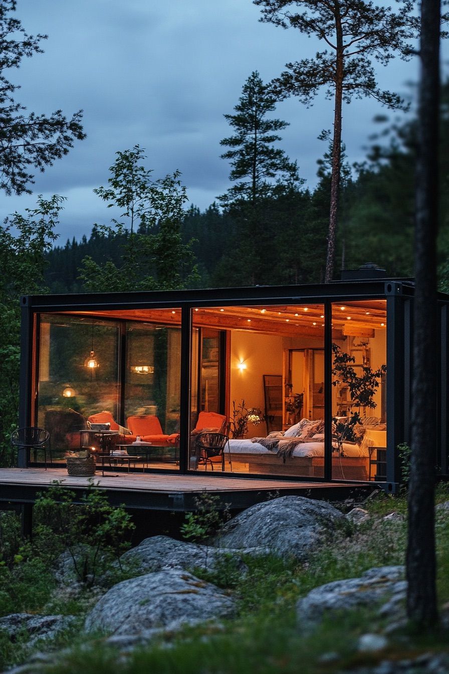 Glass-Wall Lakeside Container Cabin - photo 4