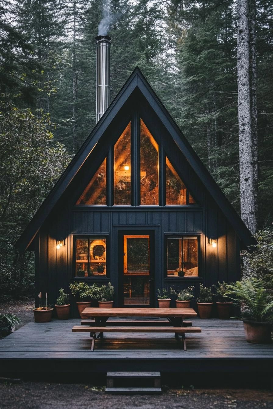 Black Wood Siding Paired With Big Windows - photo 2