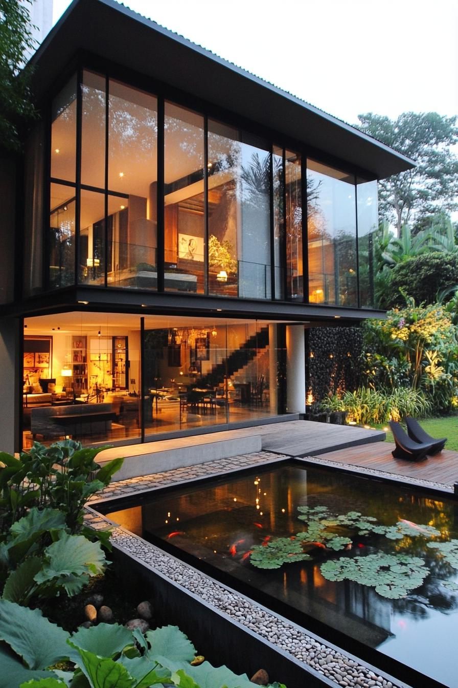 Floor-to-Ceiling Glass Walls Overlooking a Garden