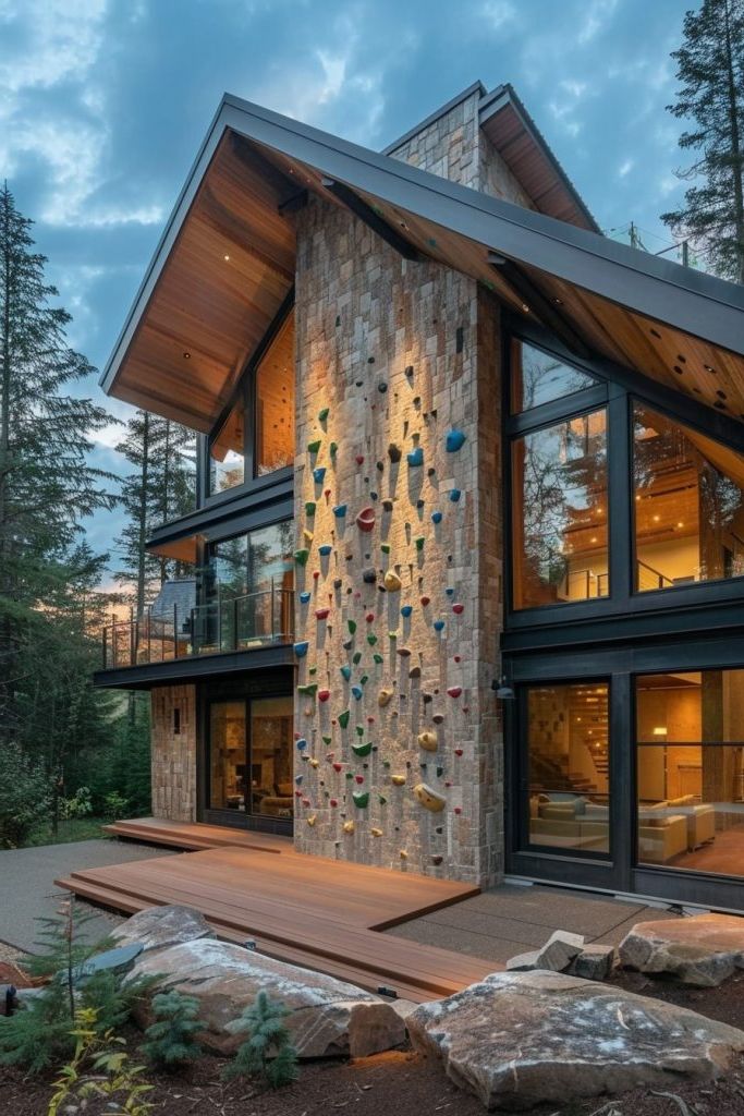 Cabins With a Built-in Climbing Wall