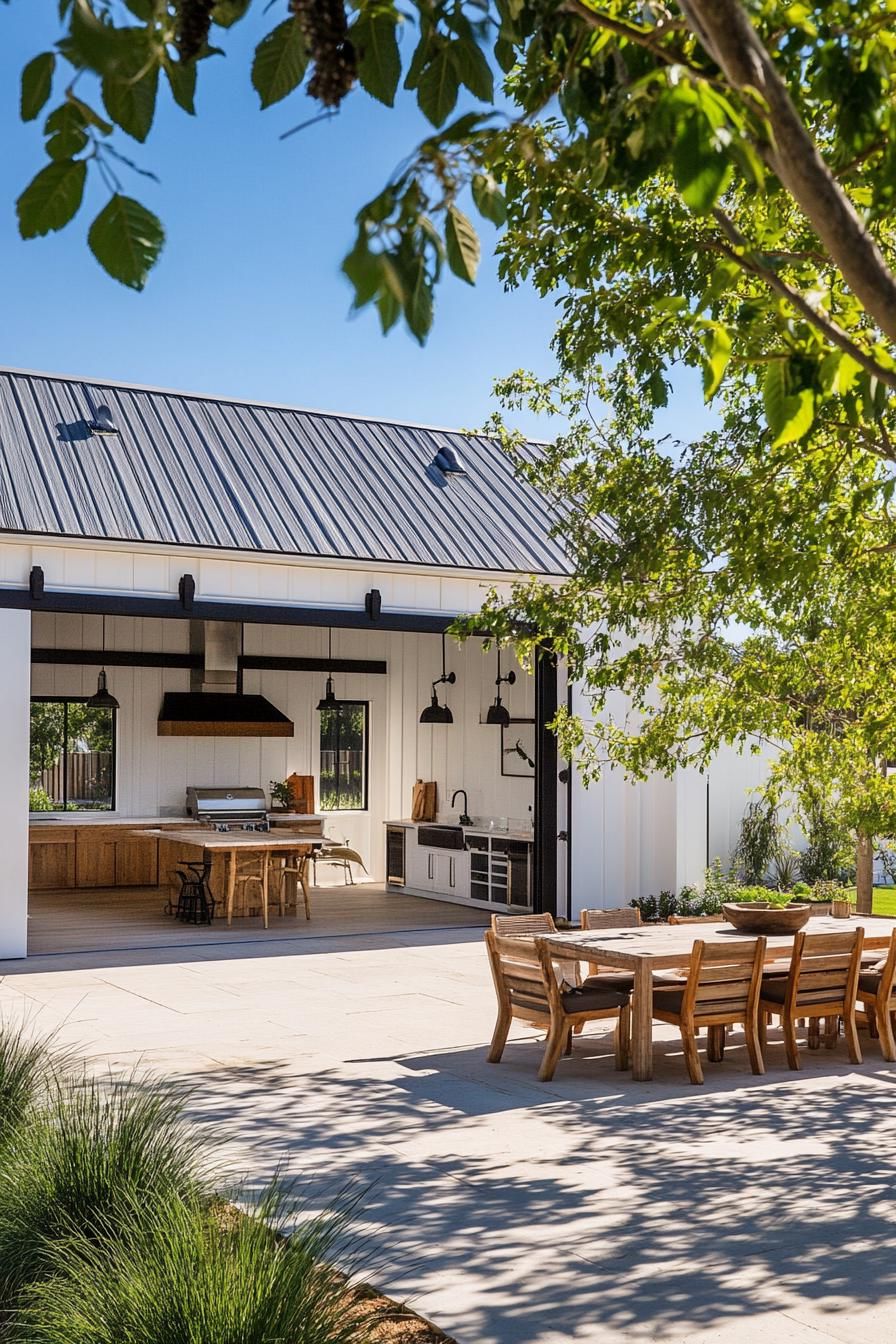 Indoor-Outdoor Kitchen With Barn Doors