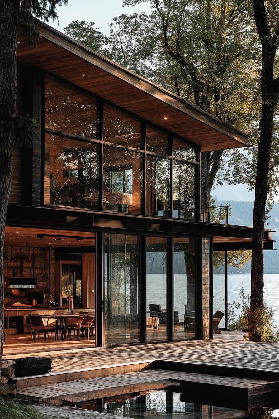 Lake-Facing Glass Walls In Wood Frames - photo 2