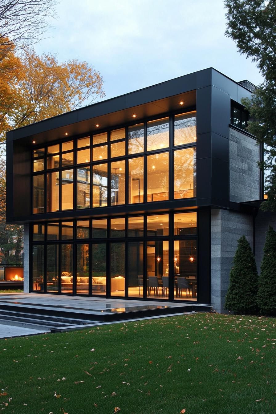 Sleek Facades in Black Steel and Glass