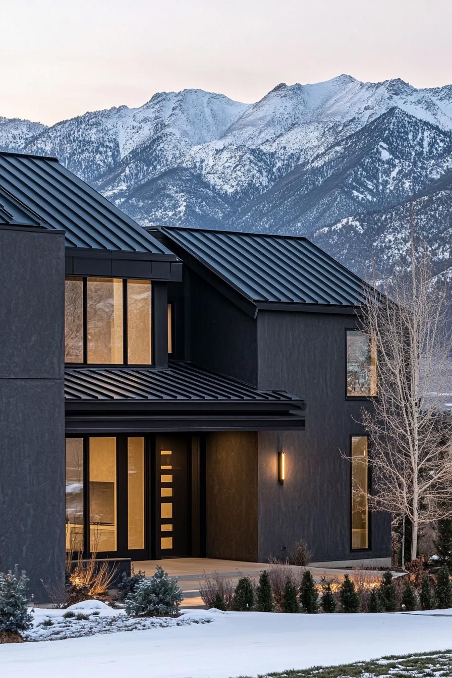 Charcoal Stucco Walls Under A Black Metal Roof - photo 3