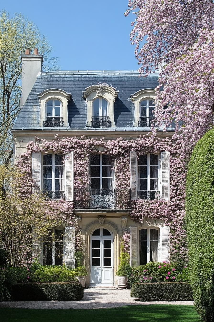 French Mansion Brightened by Spring Color