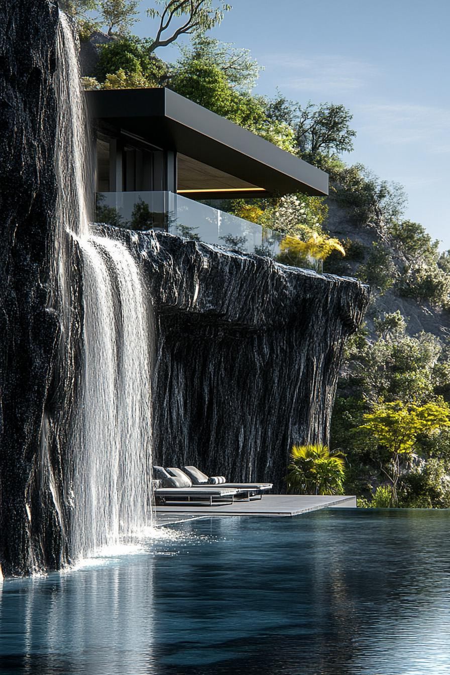 Cliffside Living With Waterfall Magic
