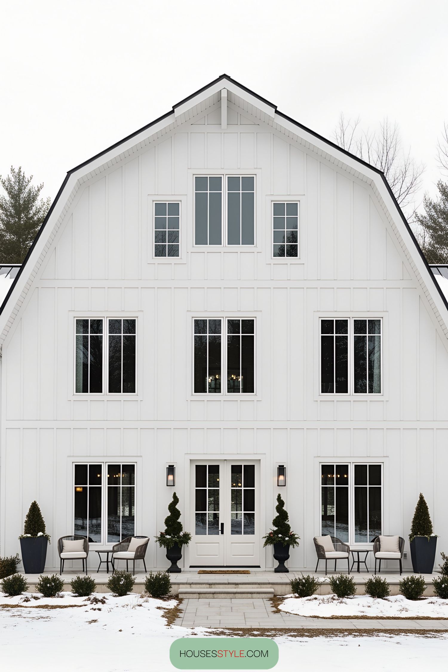 5. Winter White Barn with a Frosty Touch