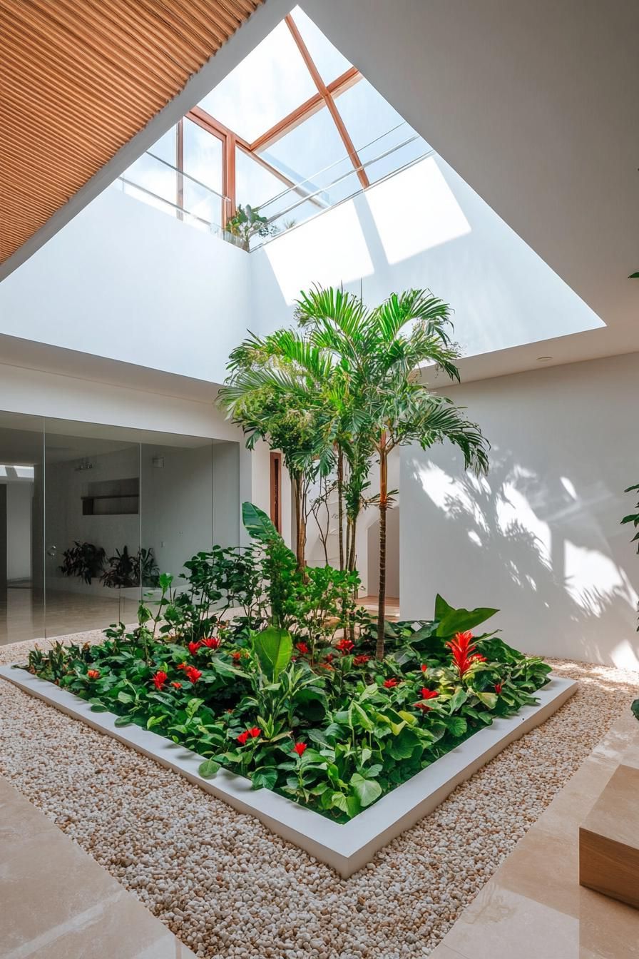 Palm-Filled Living Room Courtyard