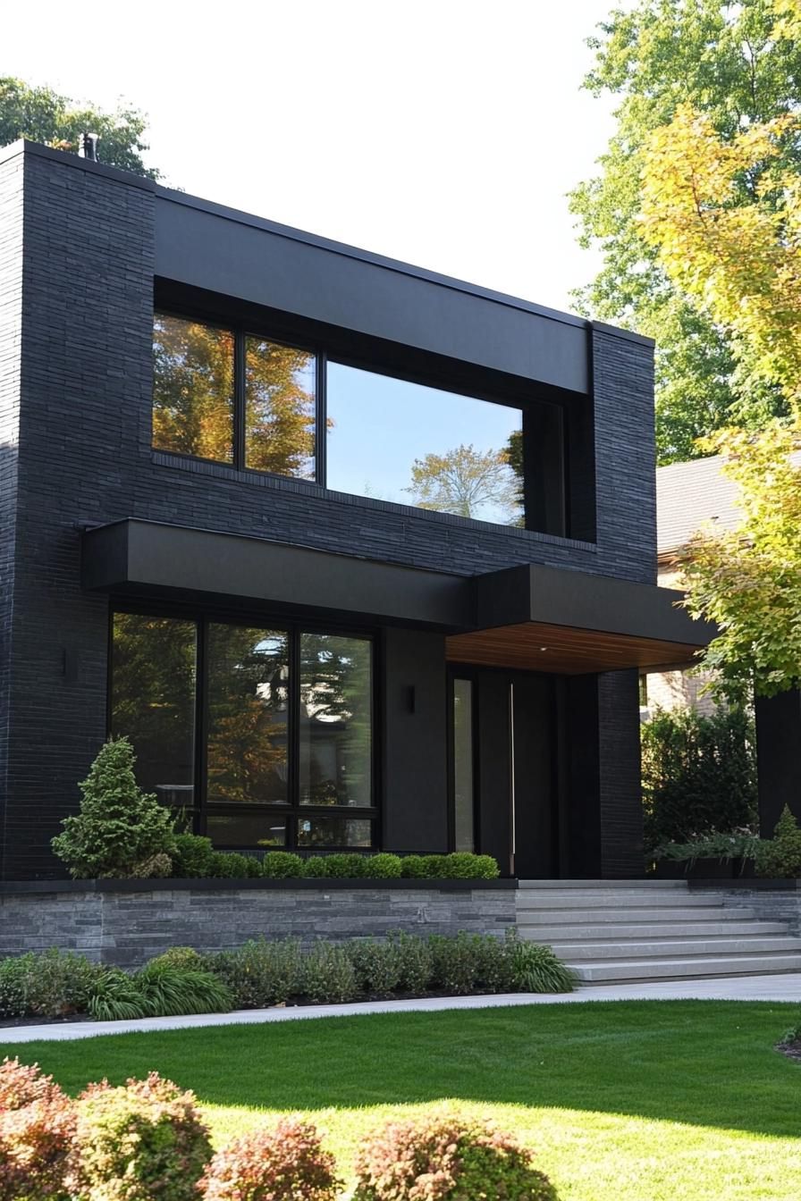 Black Stucco Exteriors With Curved Details