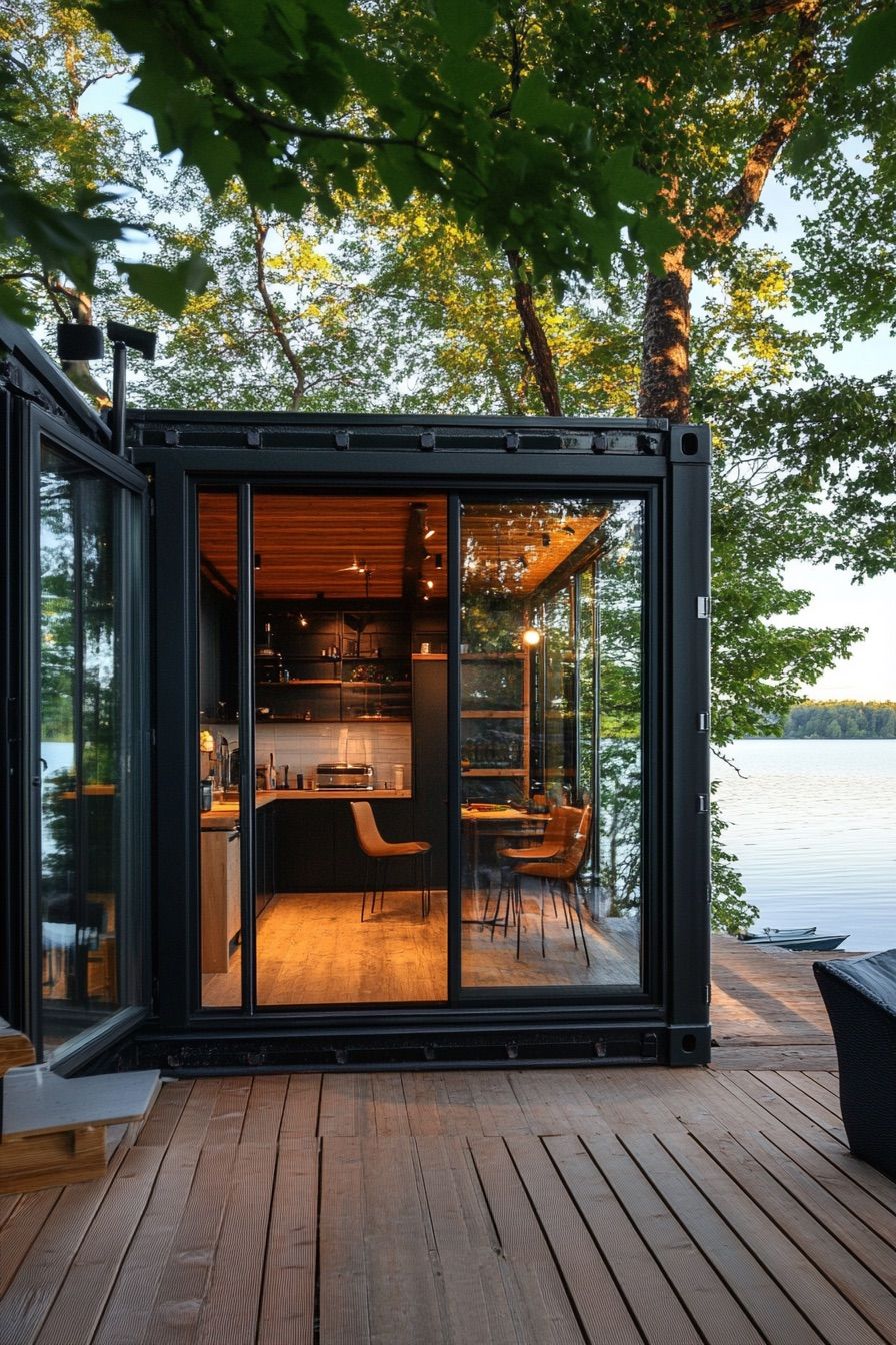 Glass-Wall Lakeside Container Cabin - photo 3
