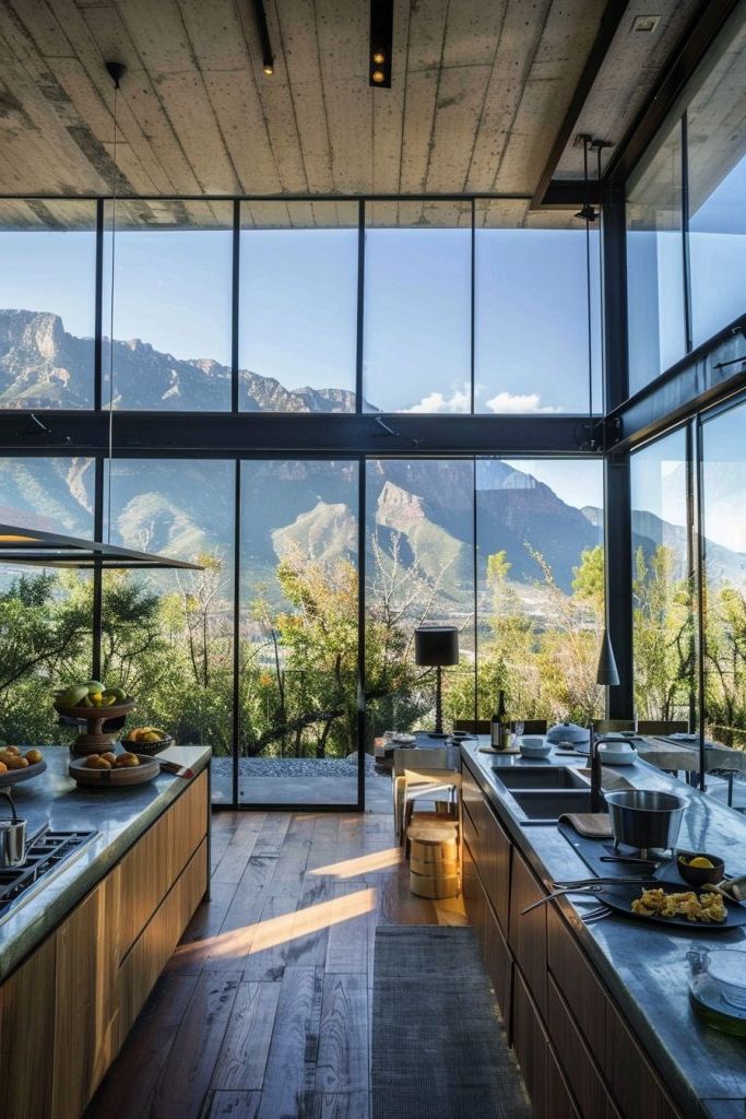 Glass Walls Framing the Mountains