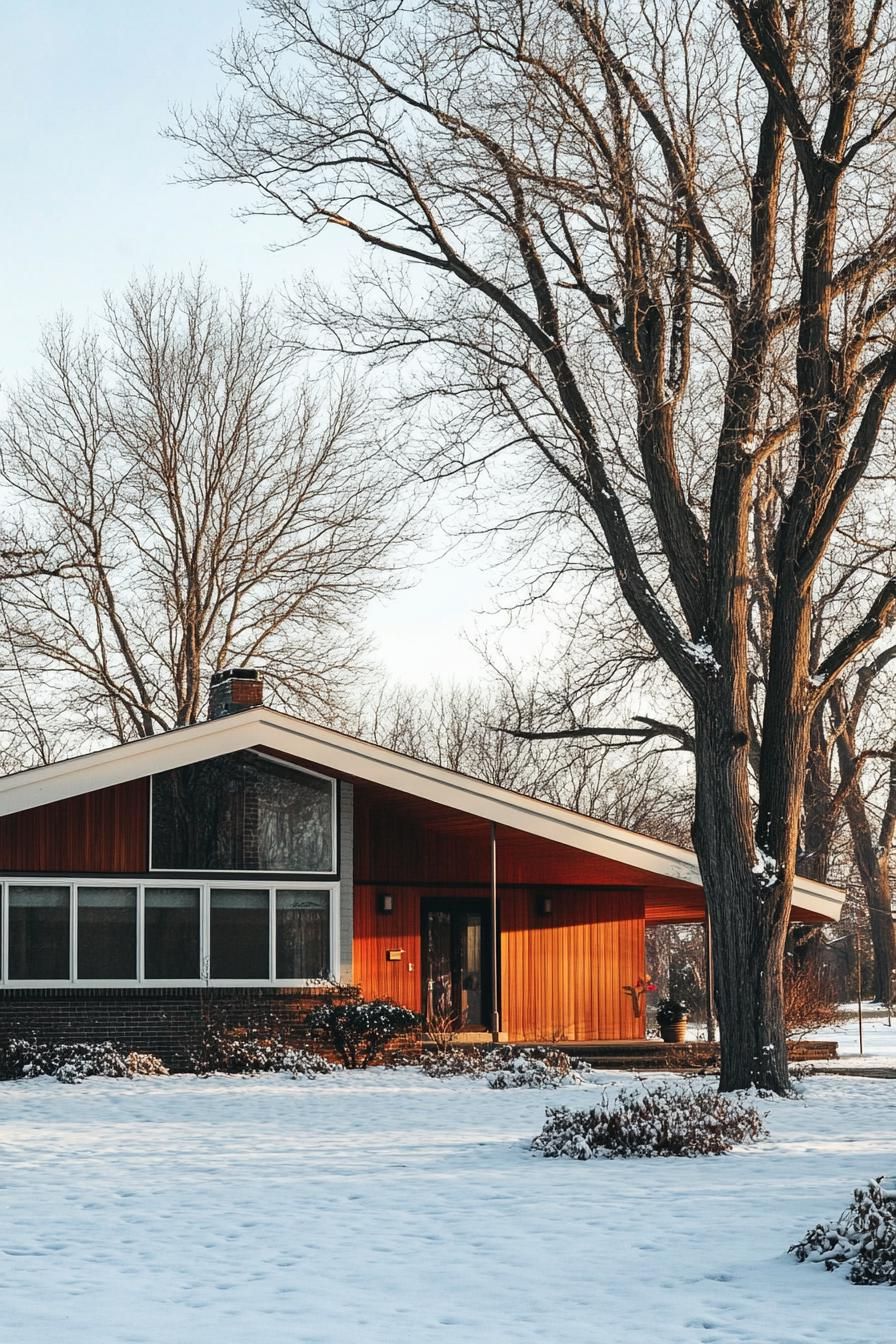 Low-Pitched Roof With Wide Overhang