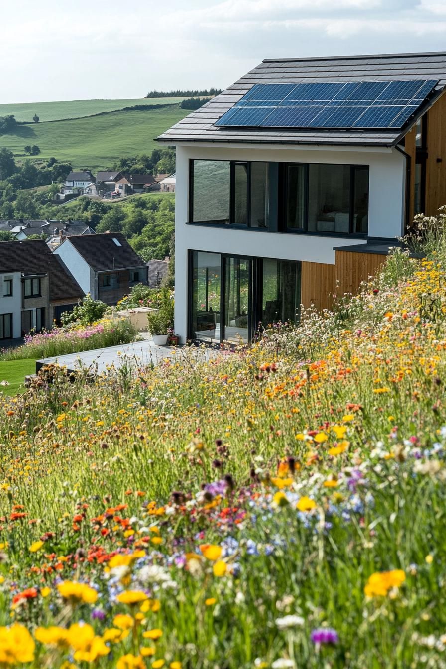 Eco House Framed by Wildflowers