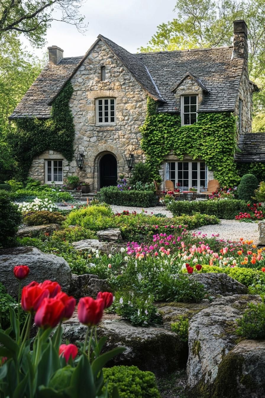 17) Stone Cottage Surrounded by Blooms