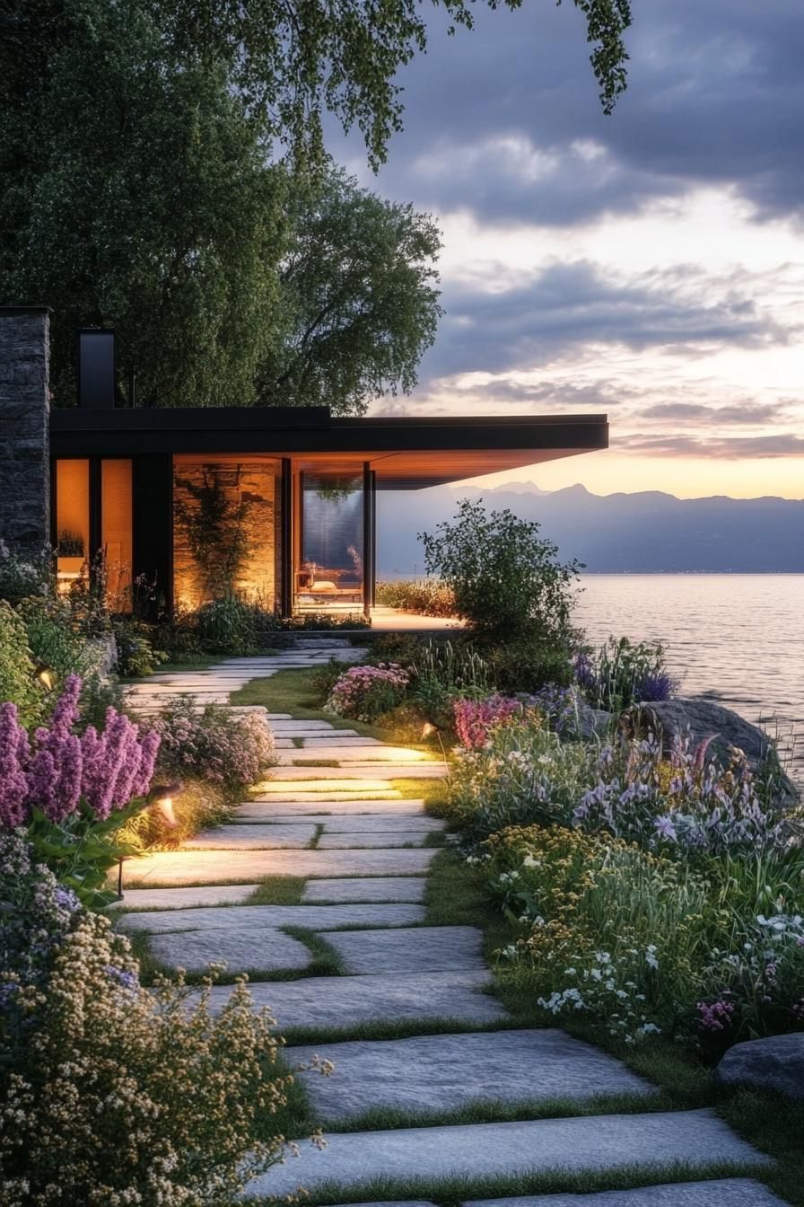 A Small House Framed by Sunset Colors