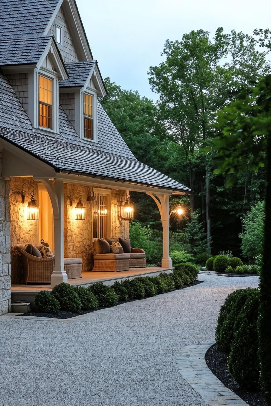 Barn-style Lighting on a Classic Front Porch