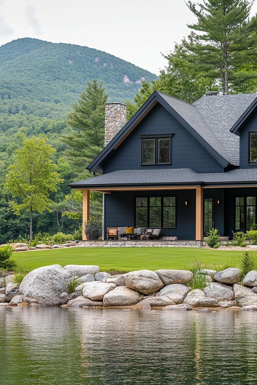 A Mountain Home Dressed in Midnight Blue