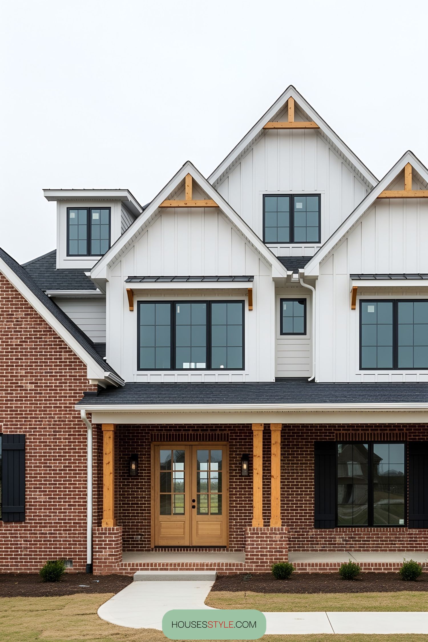 Brick House With Triple Peak Roofline