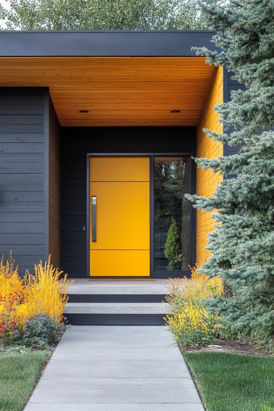 Goldenrod Yellow Door With a Steel Handle - photo 2