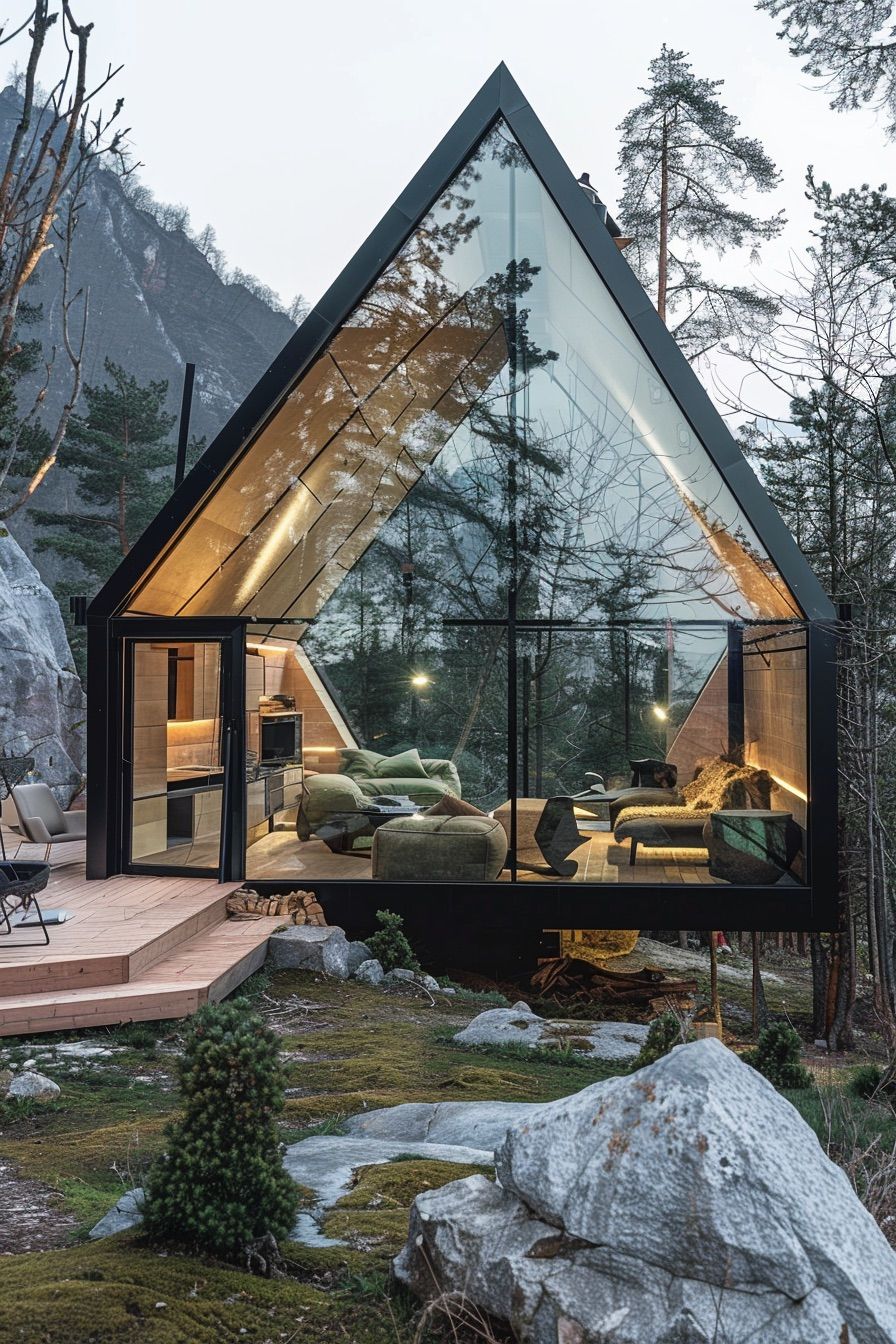 Angular Geometric Glass Cabin