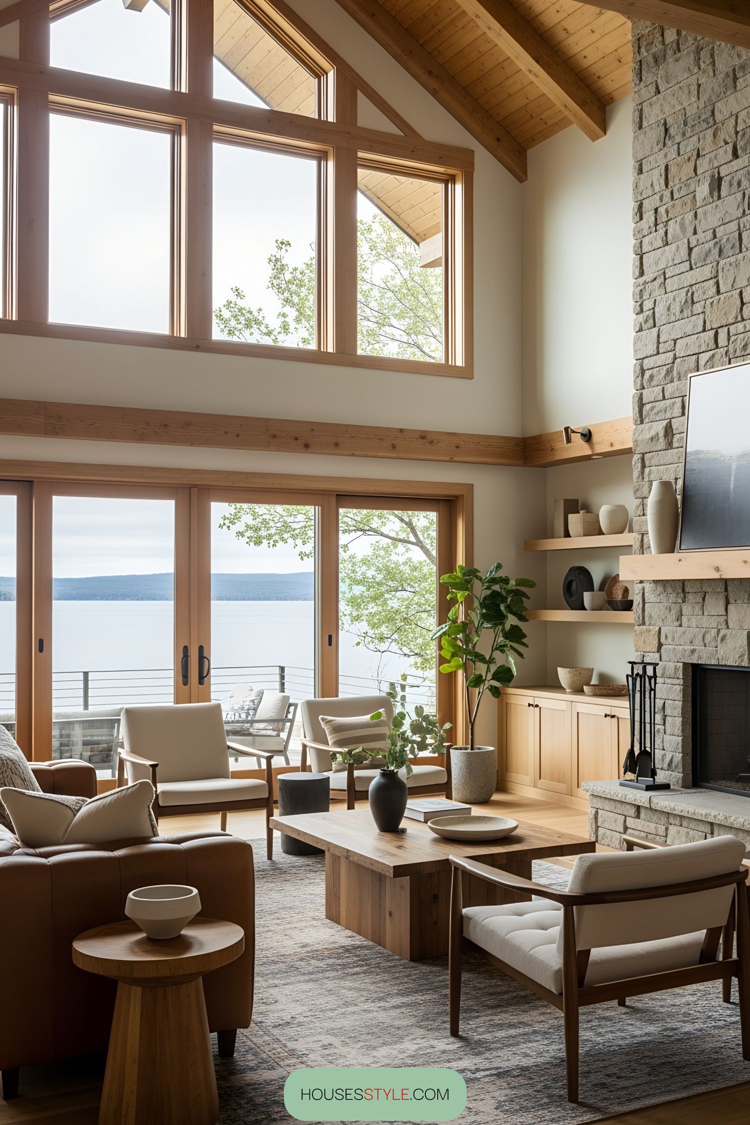 Timber-Accented Chic Lakeside Retreat