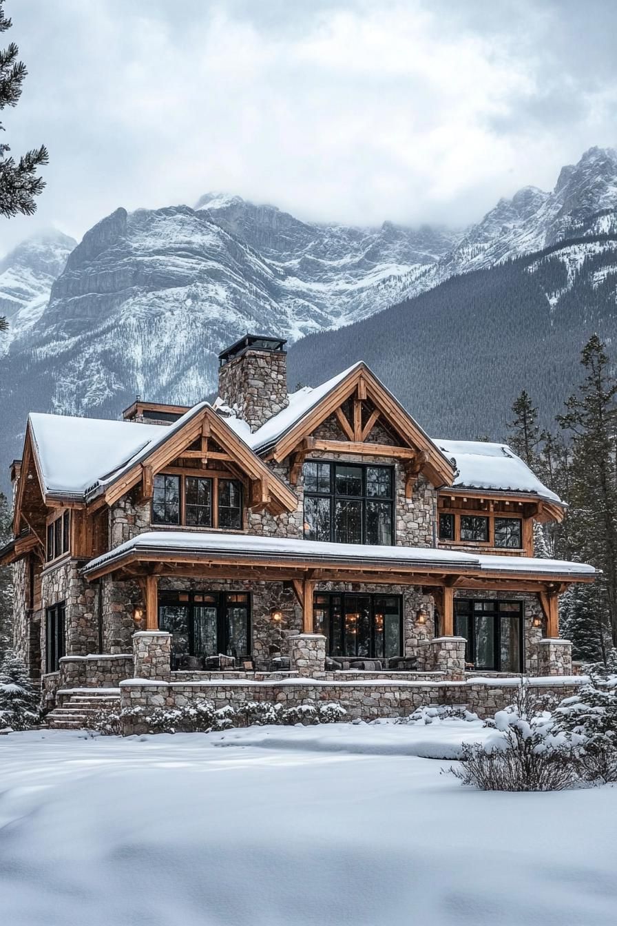 A Snow-Covered Mountain Mansion Retreat