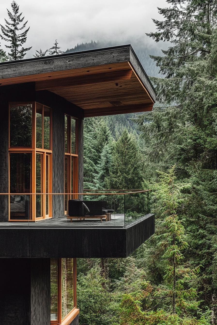 Black Concrete Facade Paired With Wood Details - photo 4
