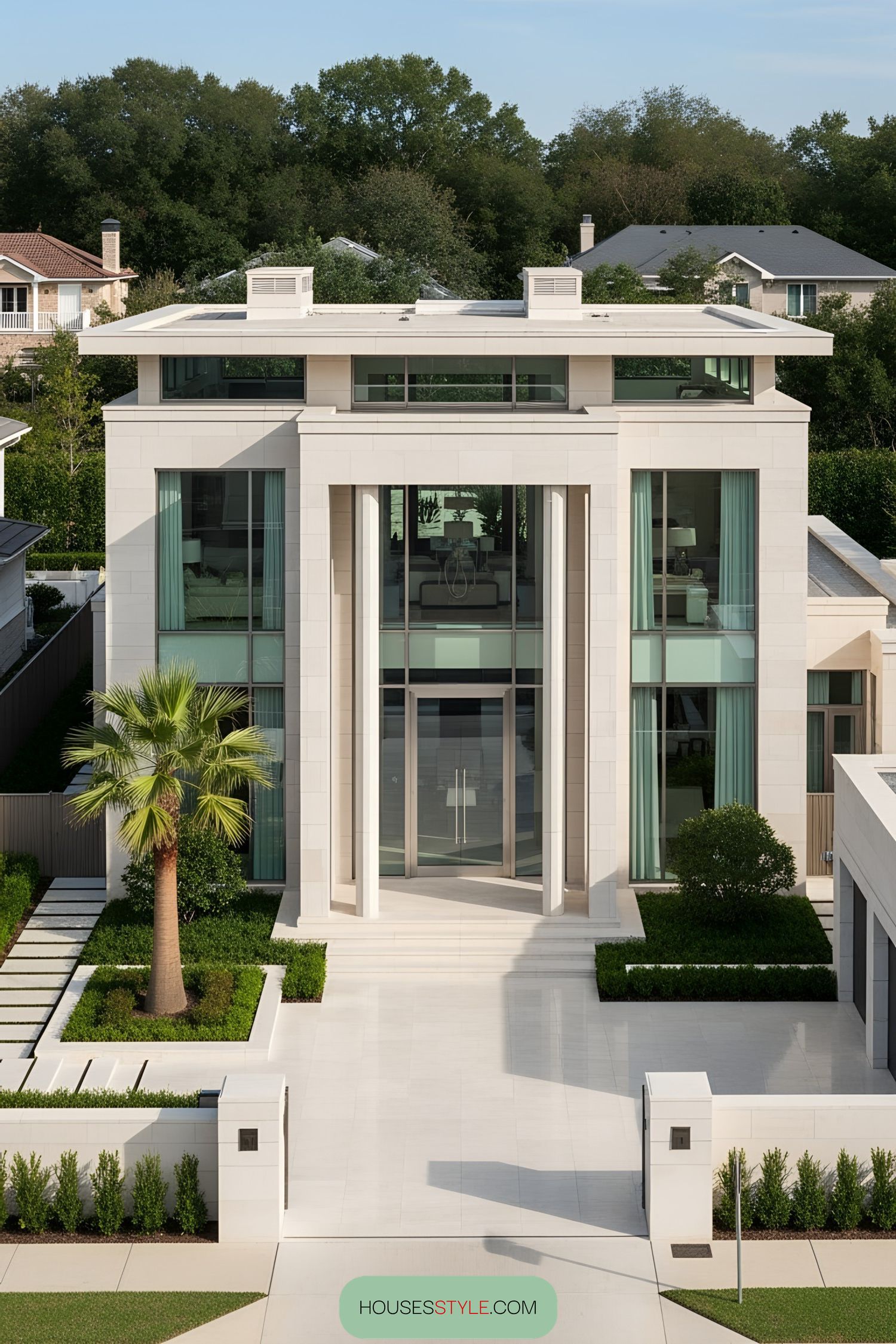 A Grand Modern Mansion of Glass and Greenery