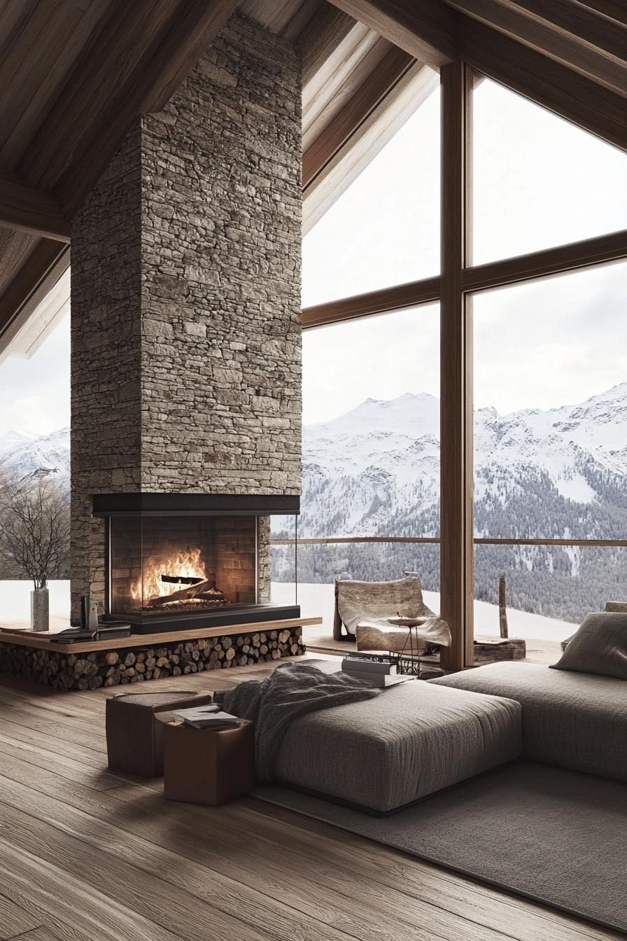 Modern Chalet With a Double-Sided Stone Fireplace - photo 4