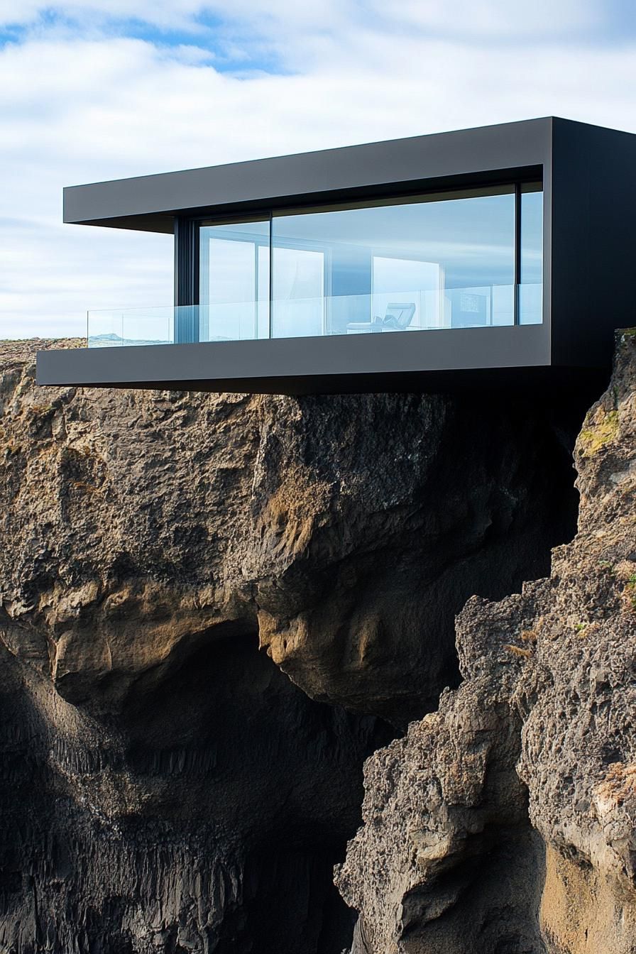 Cantilevered Black Home With Sweeping Mountain Views