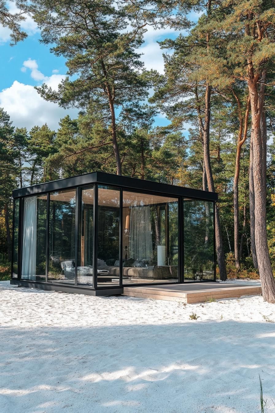 A Sleek Modern Glass Cabin in the Forest